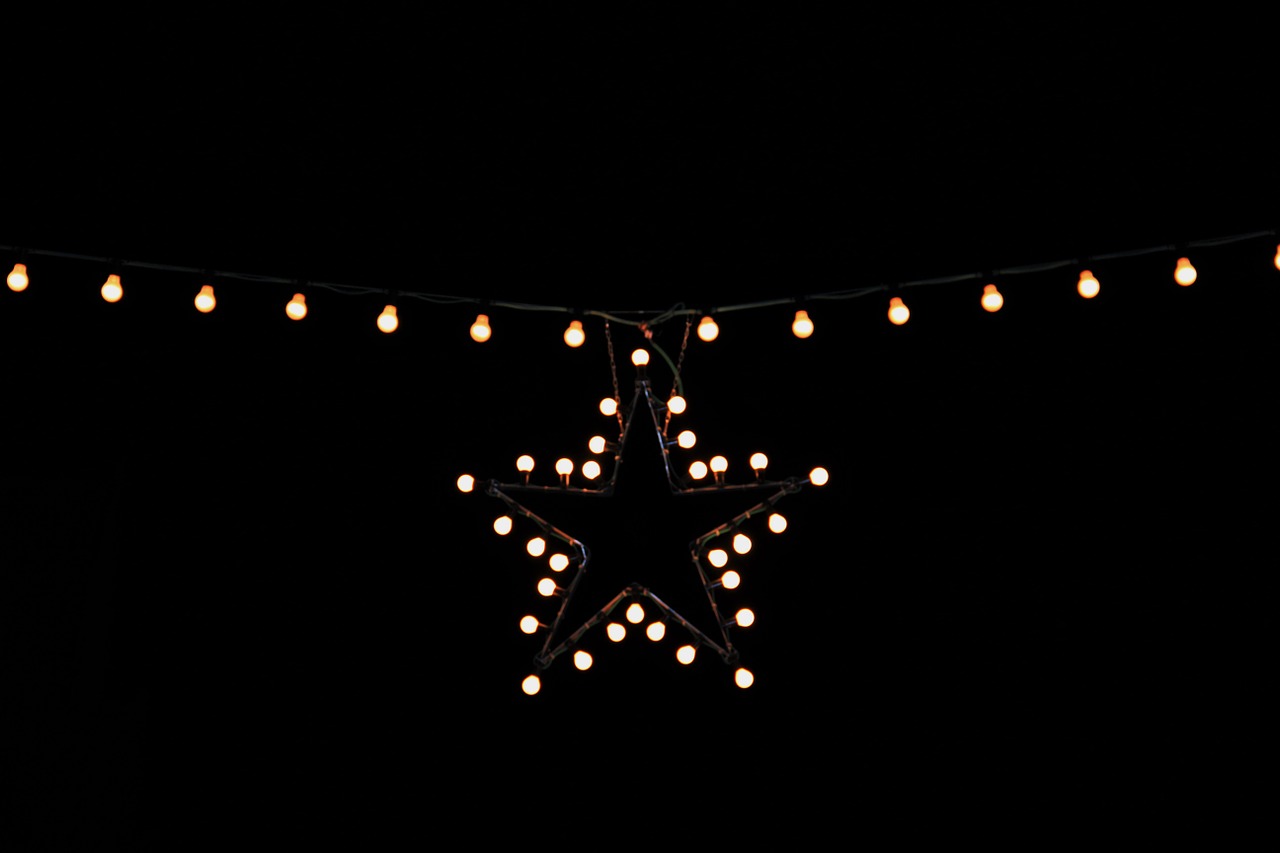 christmas lights star street lighting free photo
