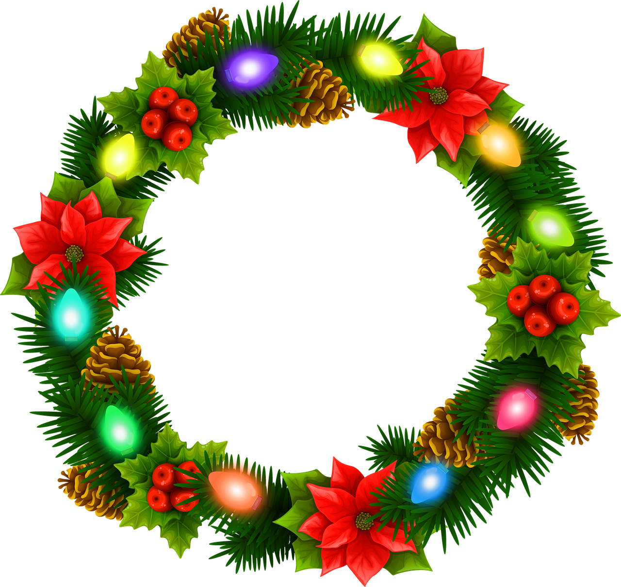 christmas lights wreath  christmas garland  wreath free photo