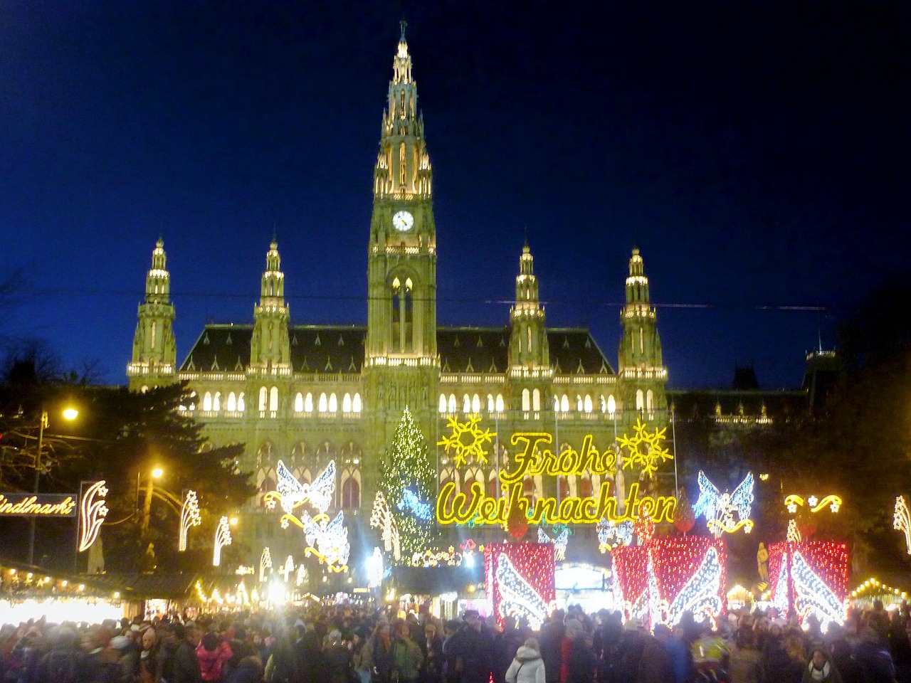 christmas market vienna town hall free photo