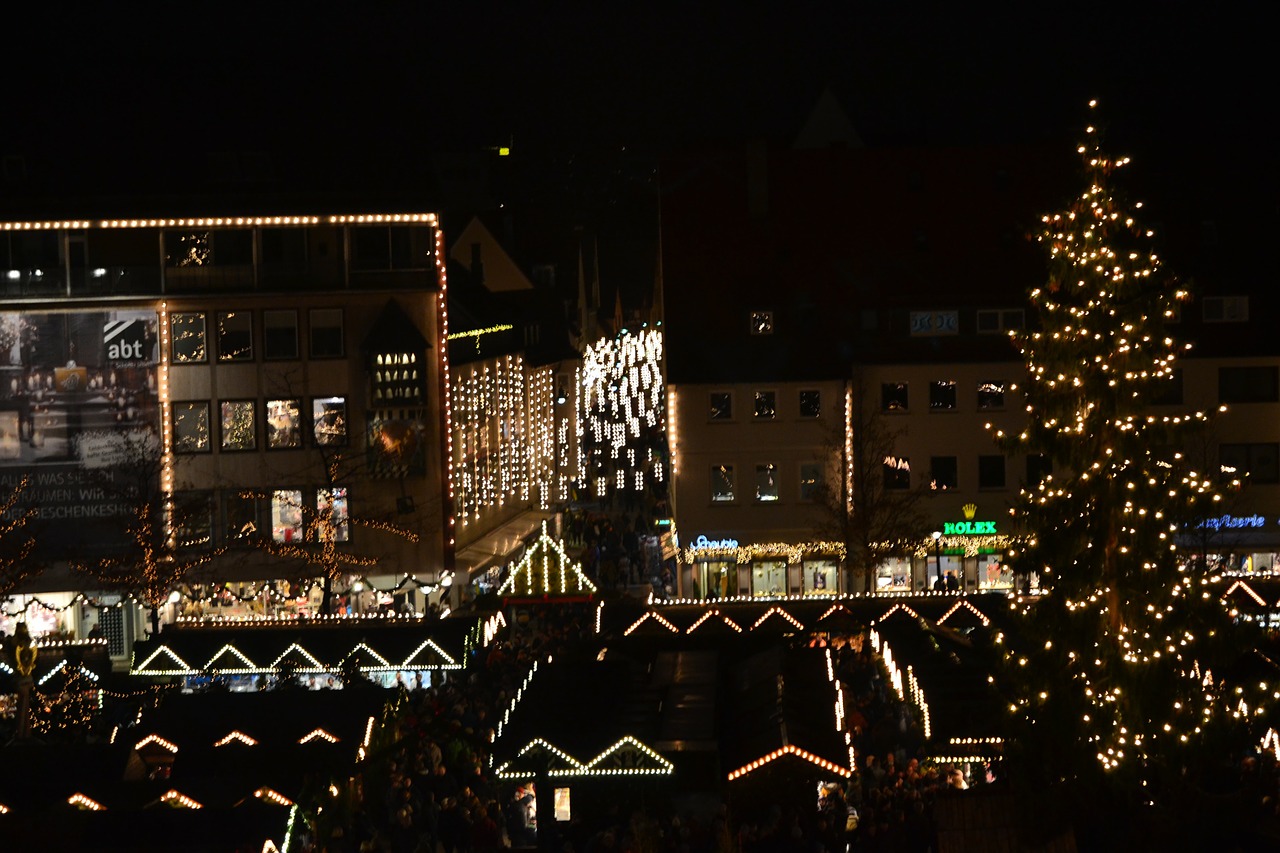 christmas market ulm lights free photo