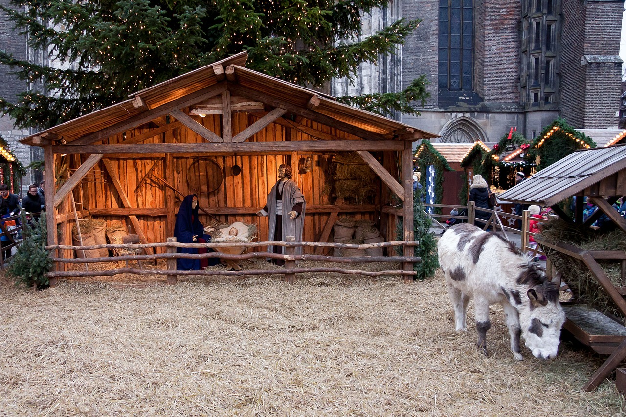 christmas market stall donkey free photo