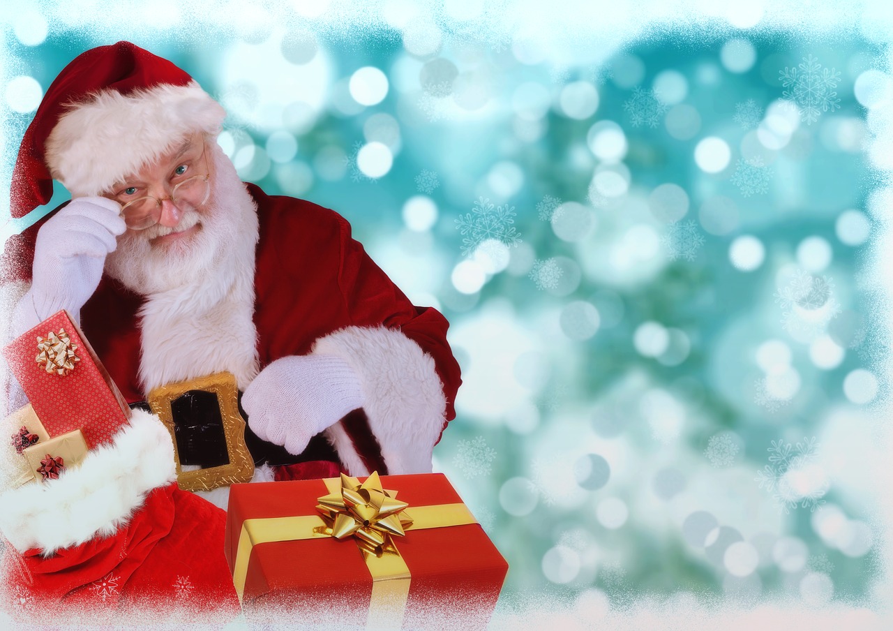 christmas motif  santa claus  gifts free photo