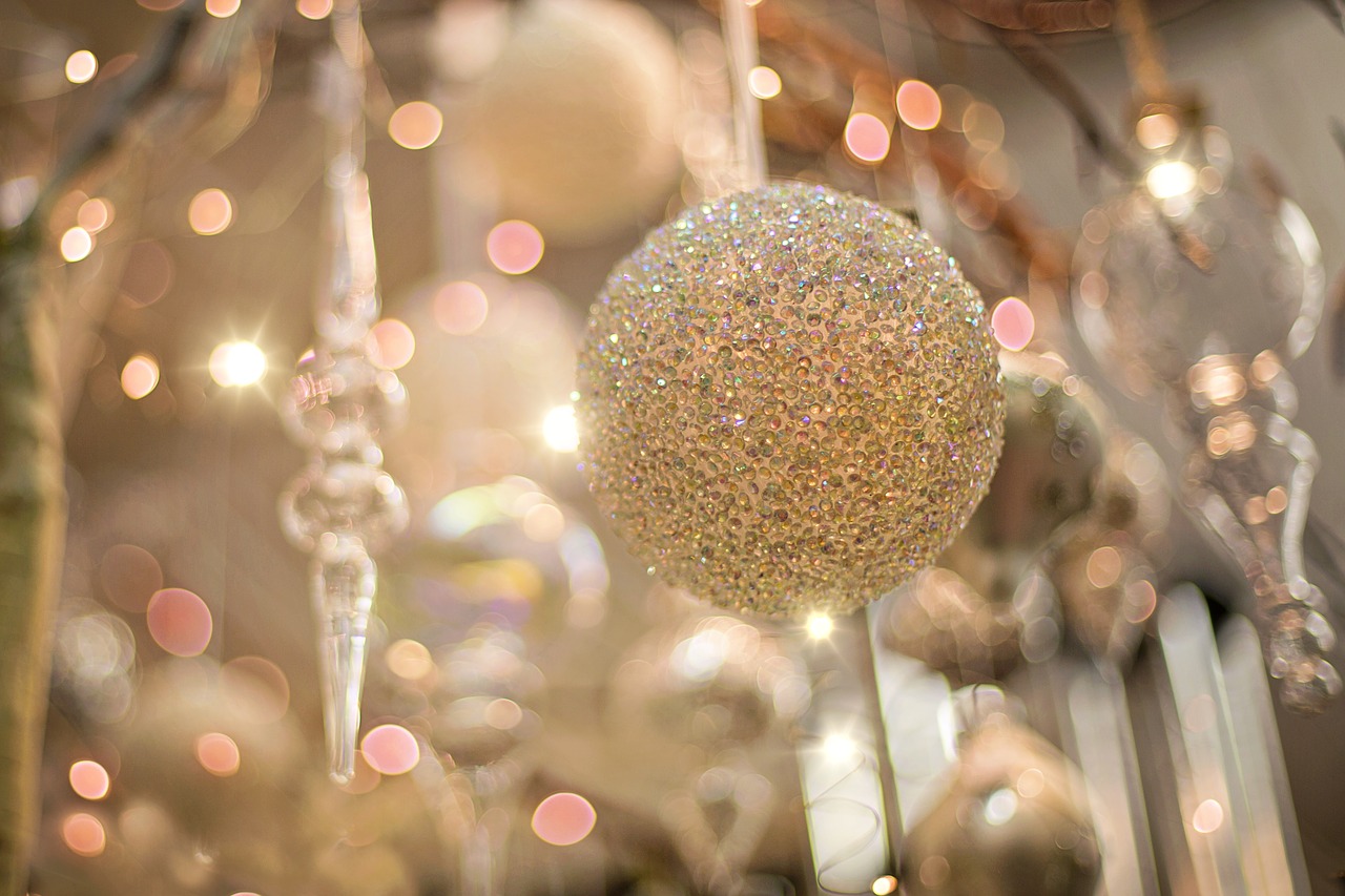 christmas ornament sparkly gold free photo