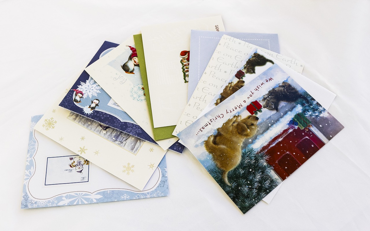 christmas postcards letters envelopes free photo