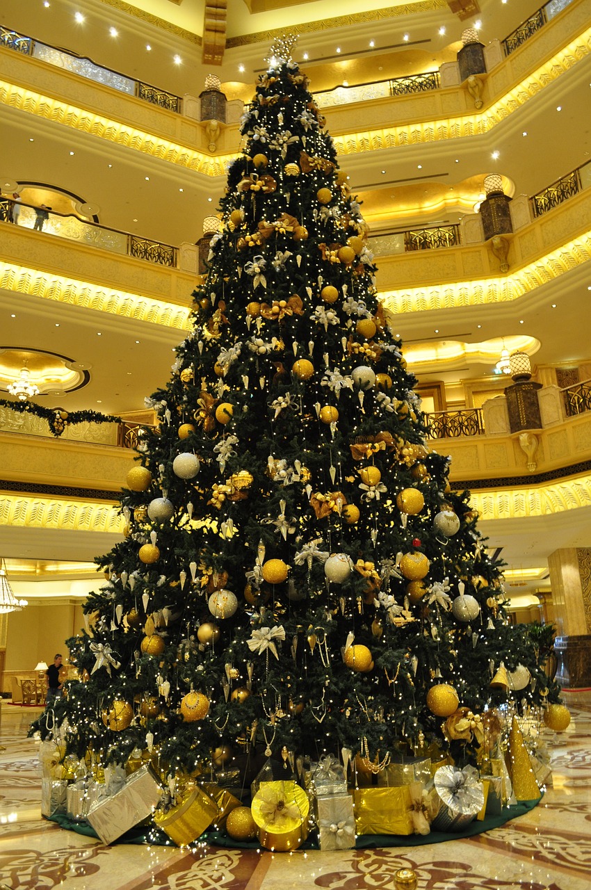 christmas tree abu dhabi emirates palace hotel free photo