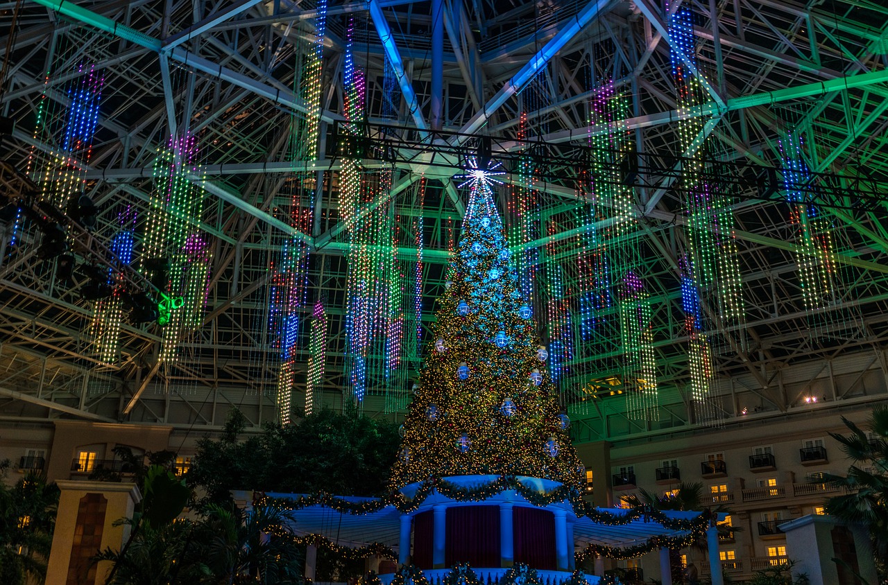 christmas tree light show festive free photo