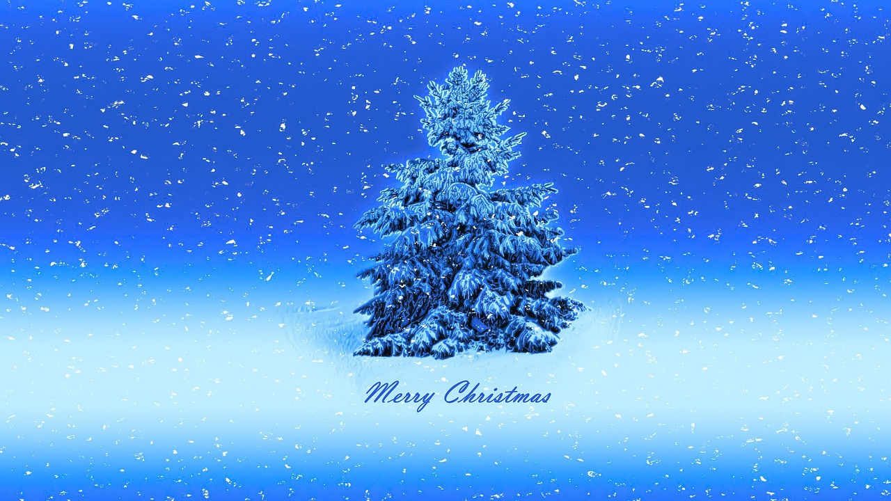 christmas tree snow greeting card free photo