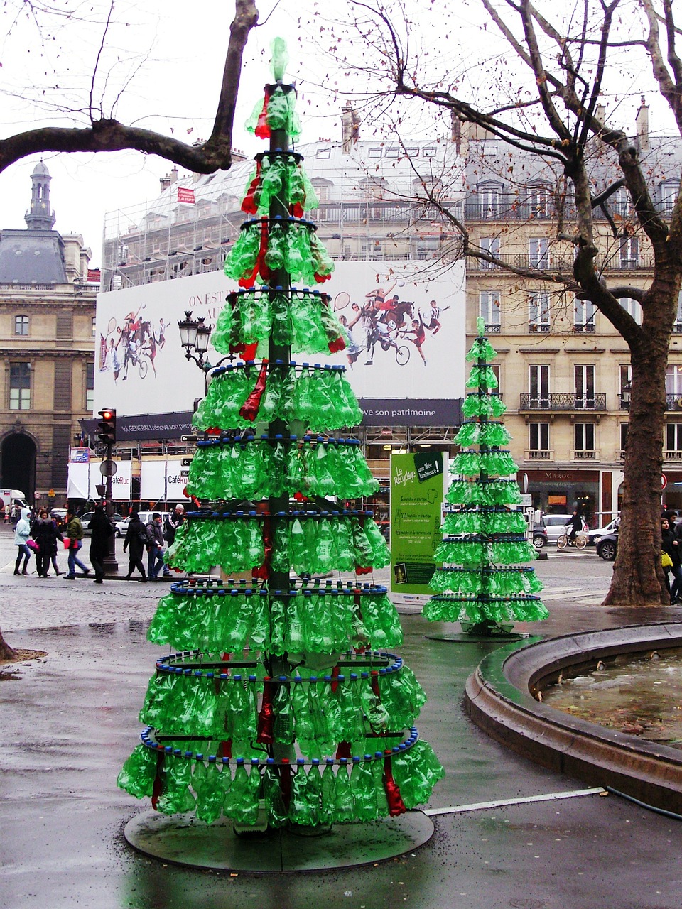 christmas trees paris art free photo