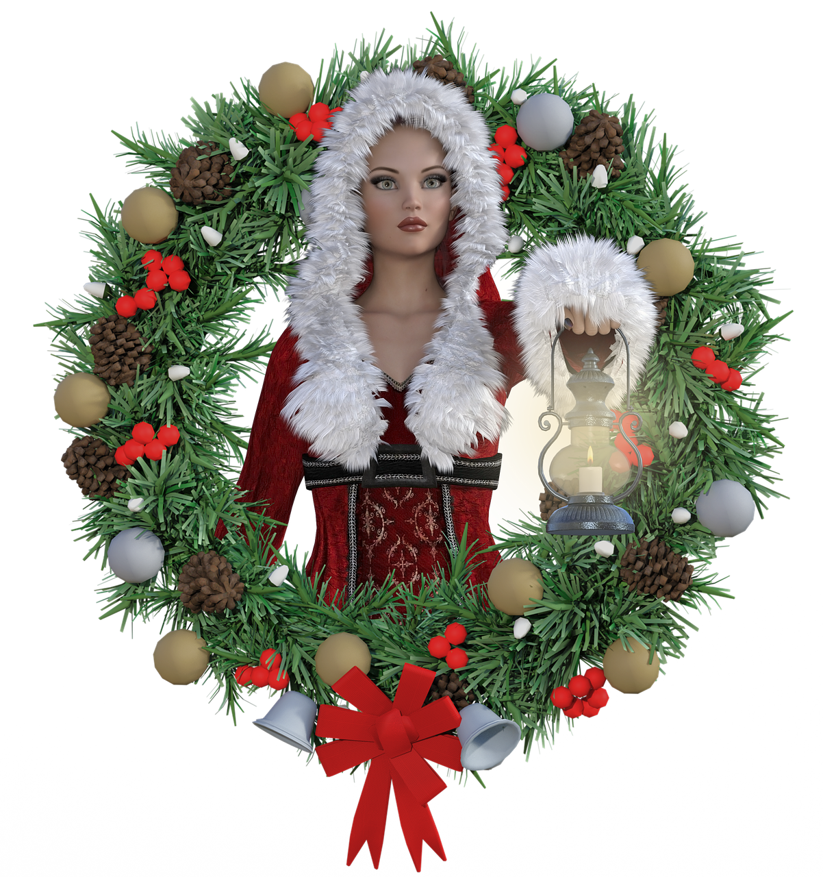 christmas wreath  women  fantasy free photo