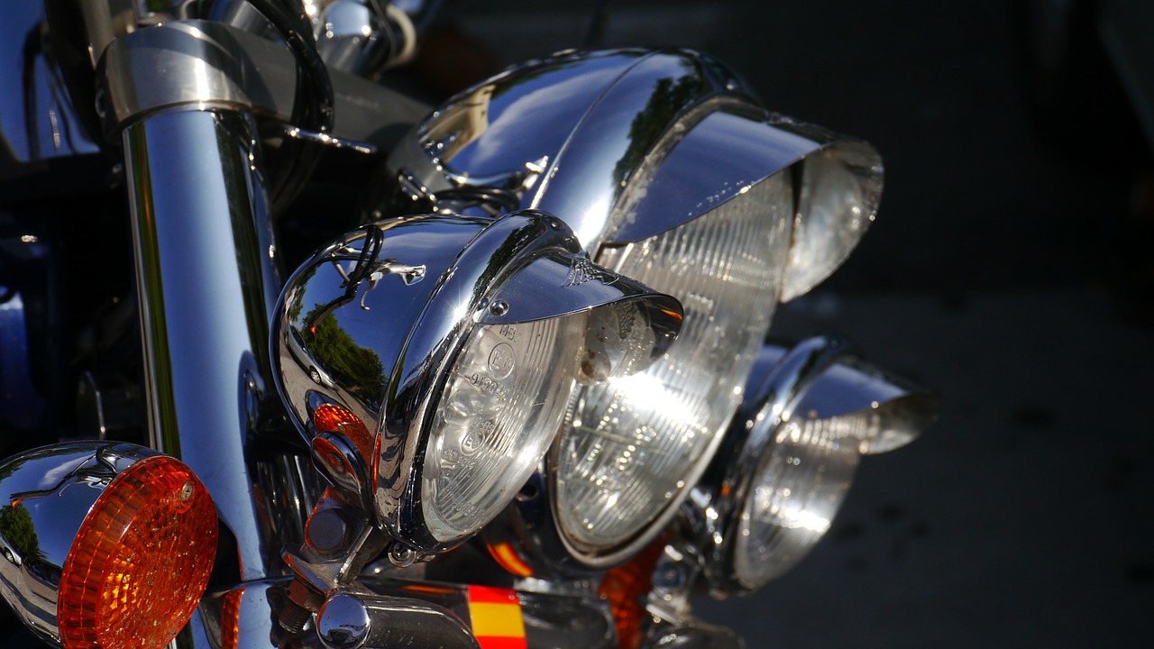 chrome motorcycle lamps free photo