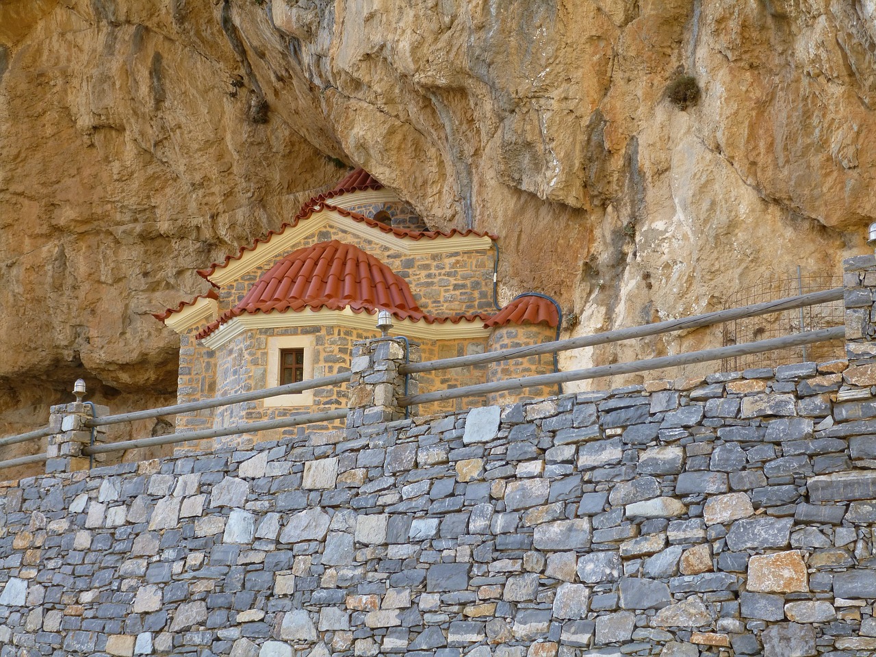 church rock stone wall free photo