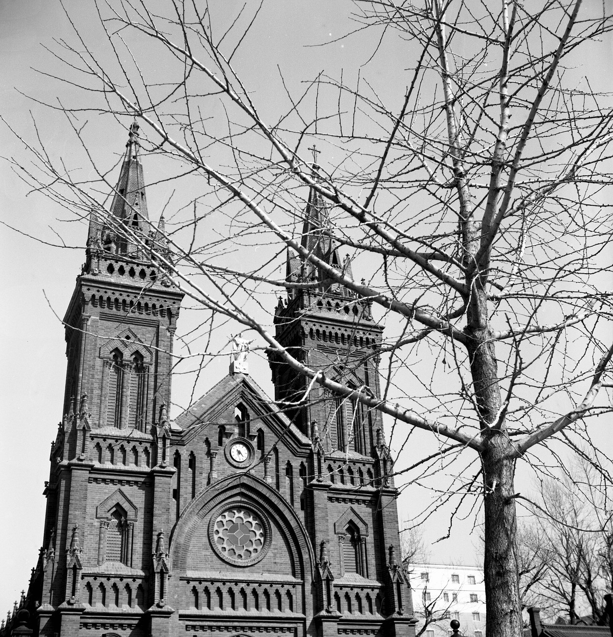 church black and white retro free photo