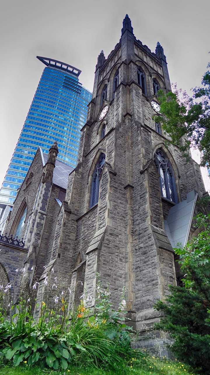 church tower montreal downtown free photo