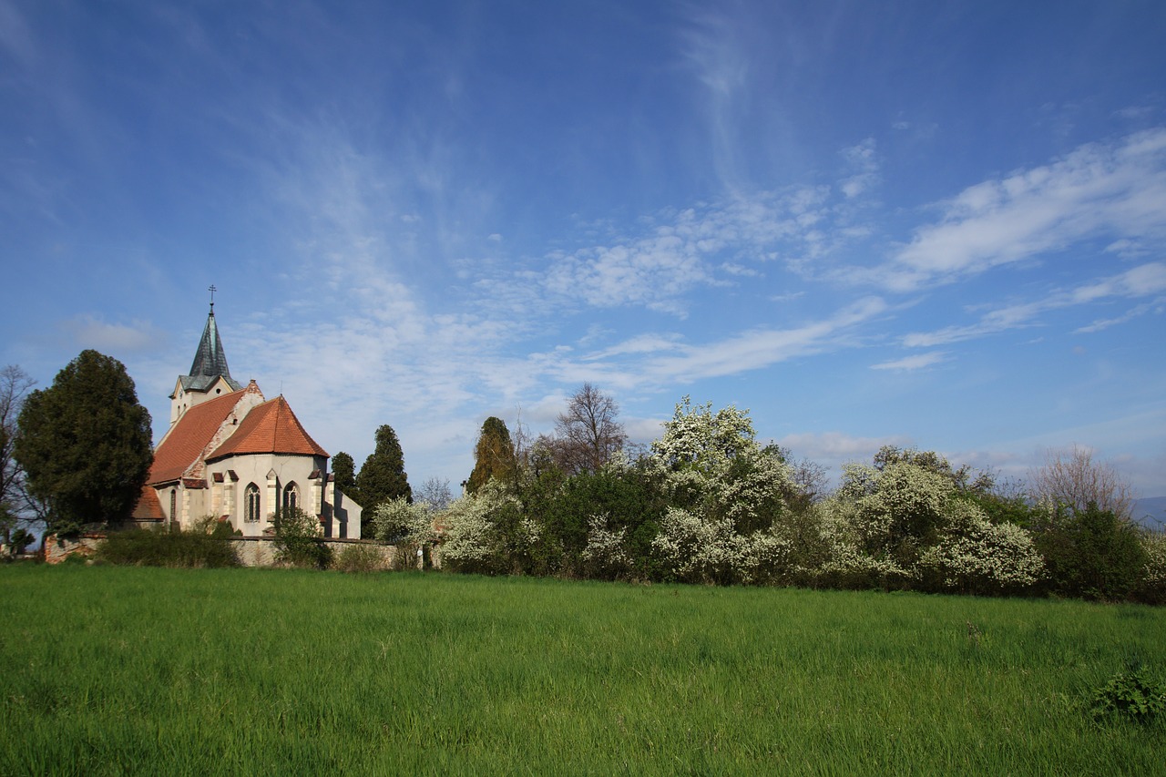 church spring landscape free photo