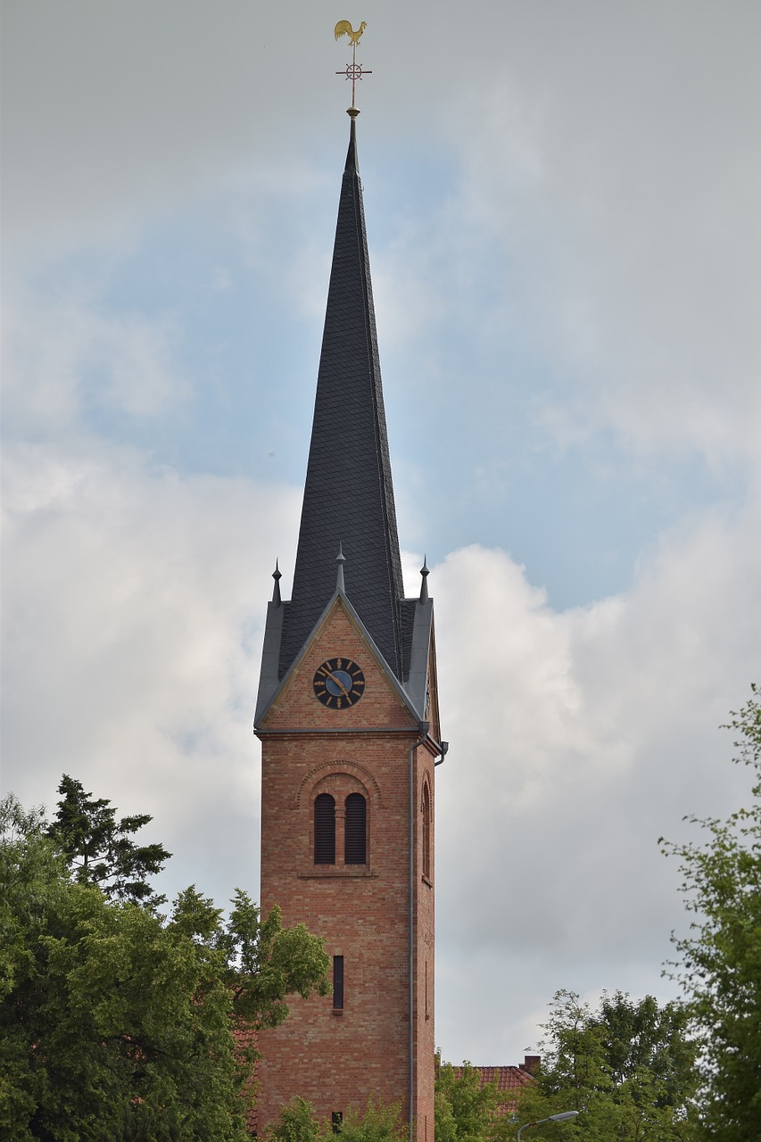 church wide angle steeple free photo