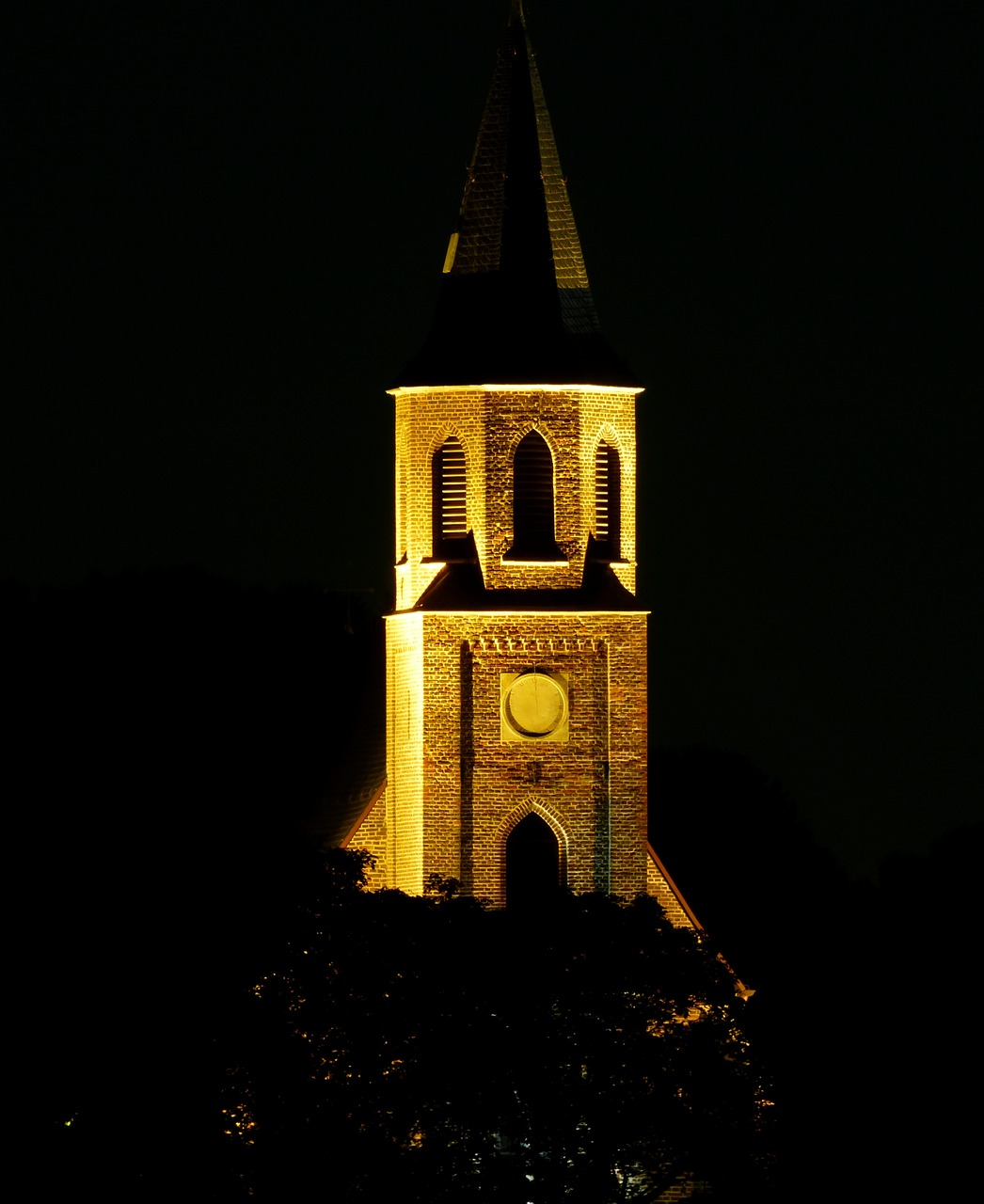 church steeple illuminated free photo