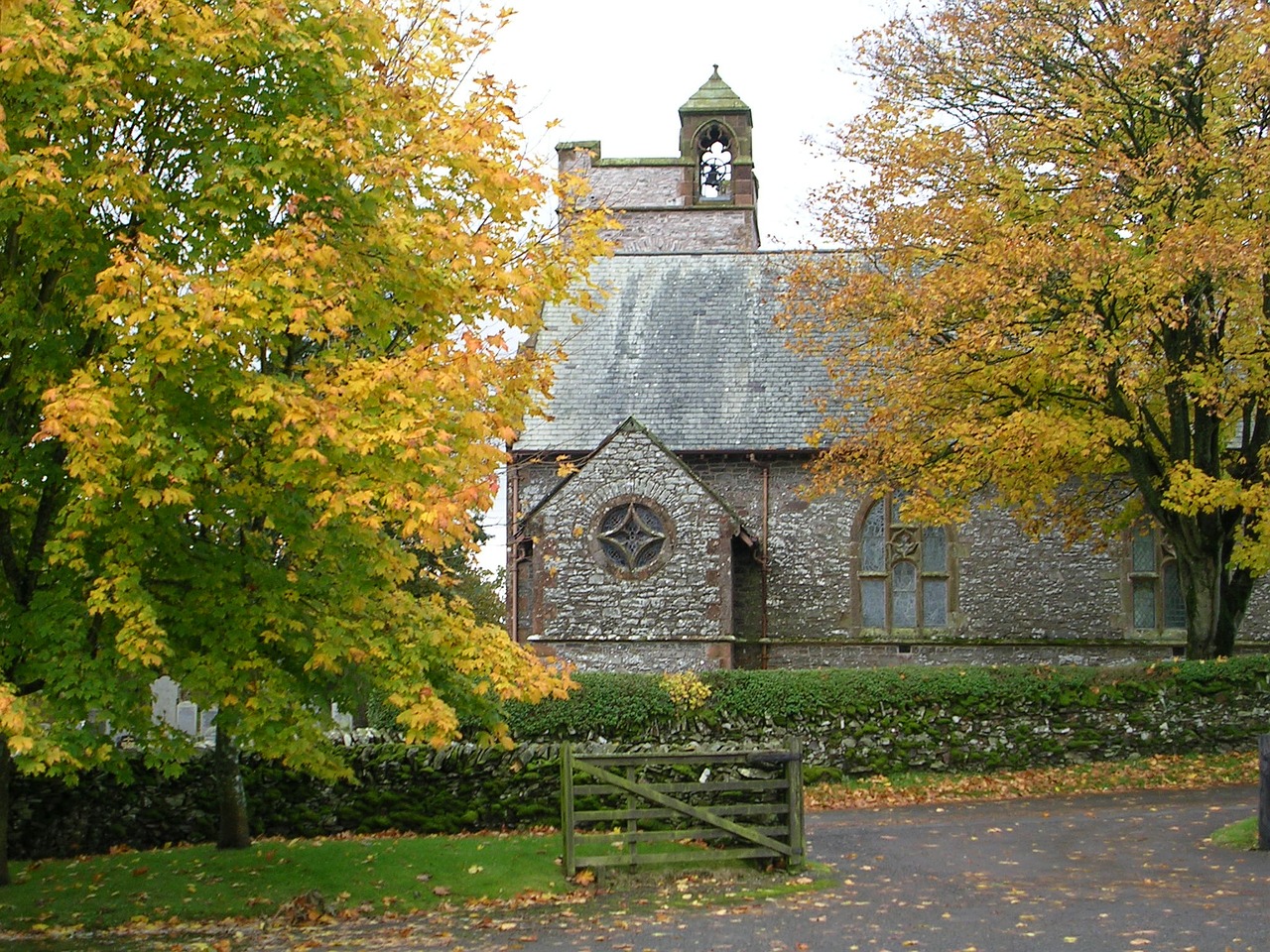 church autumn trees free photo