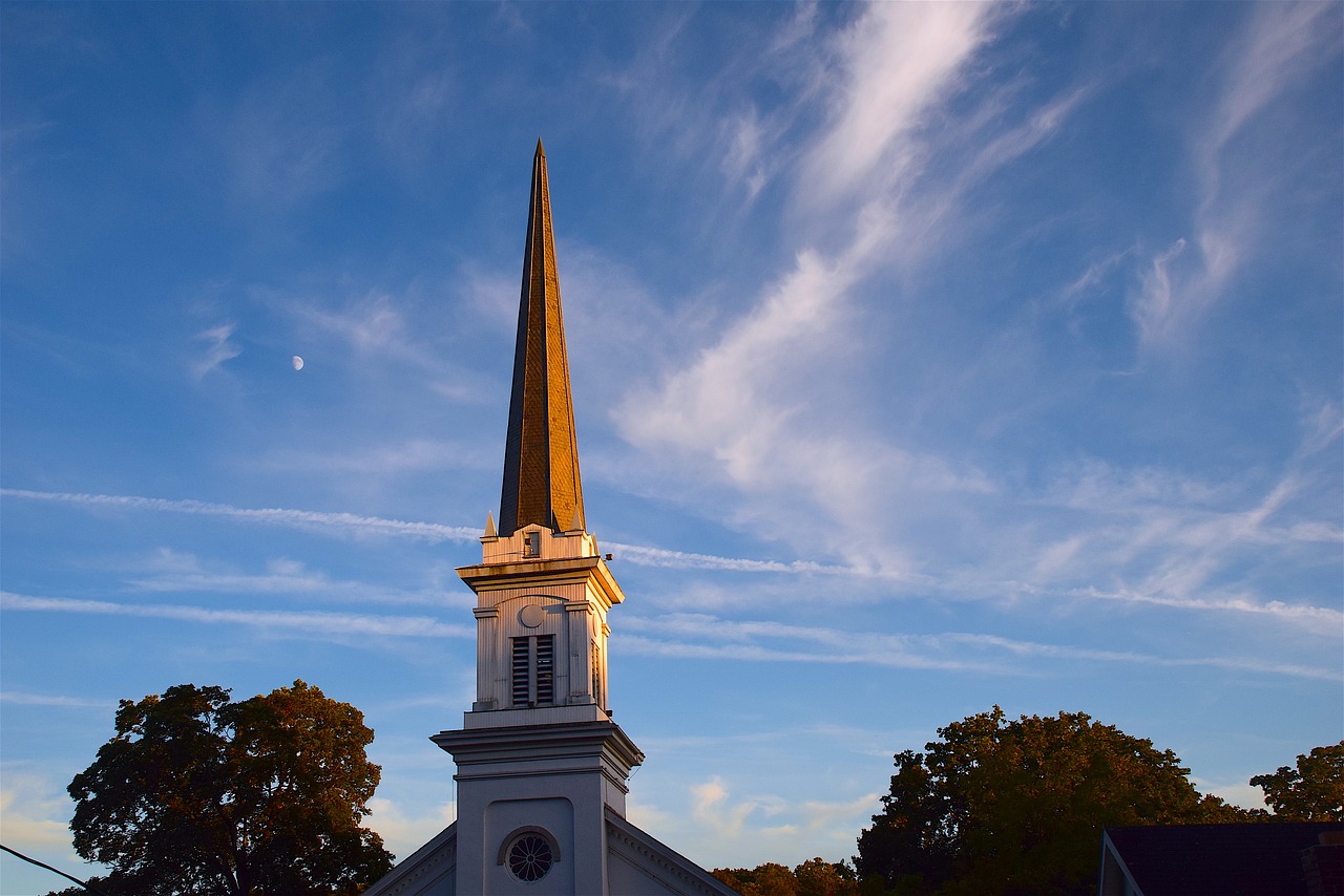 church steeple sunset free photo