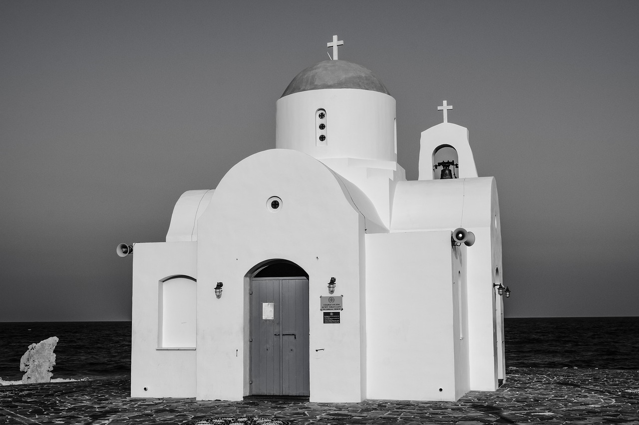 church black and white cyprus free photo