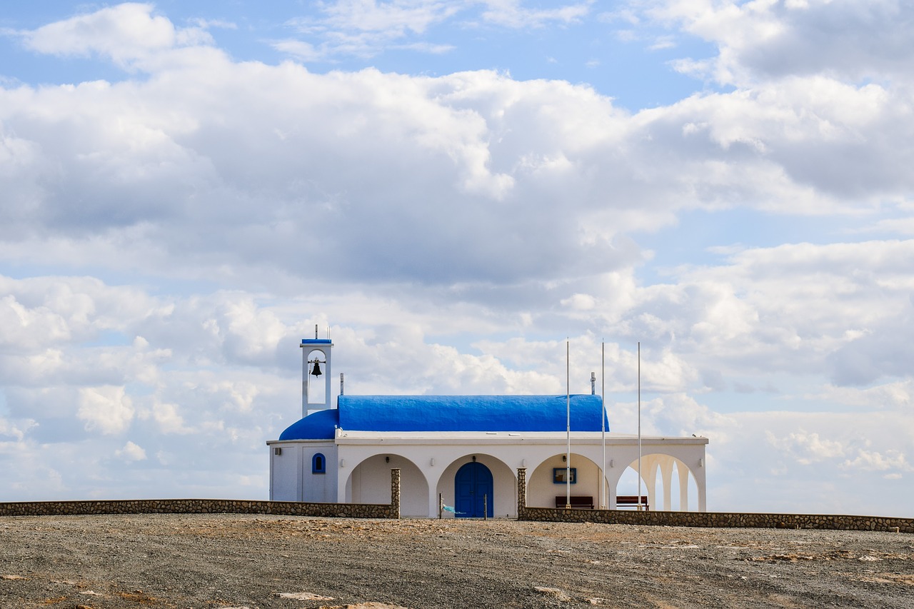 church blue white free photo