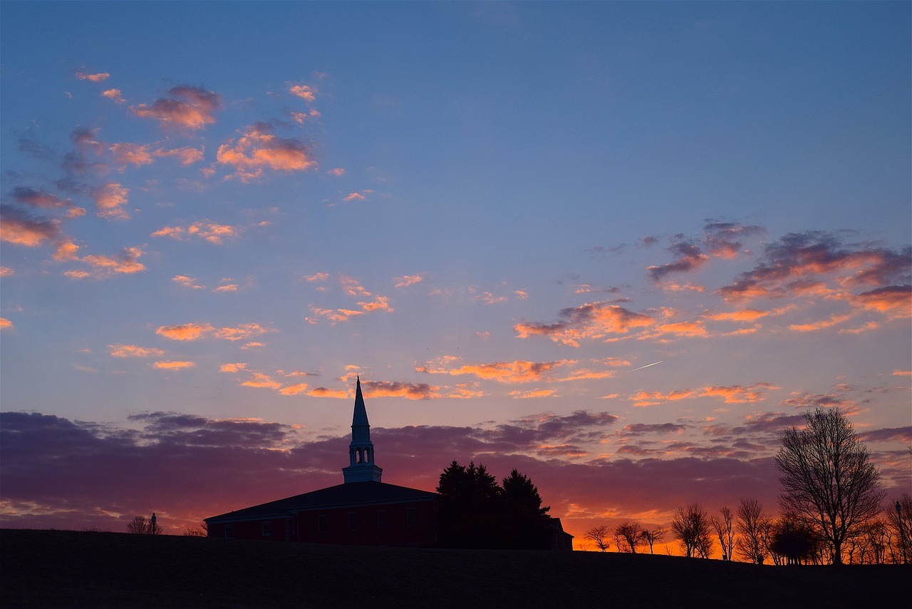 church sunrise clouds free photo