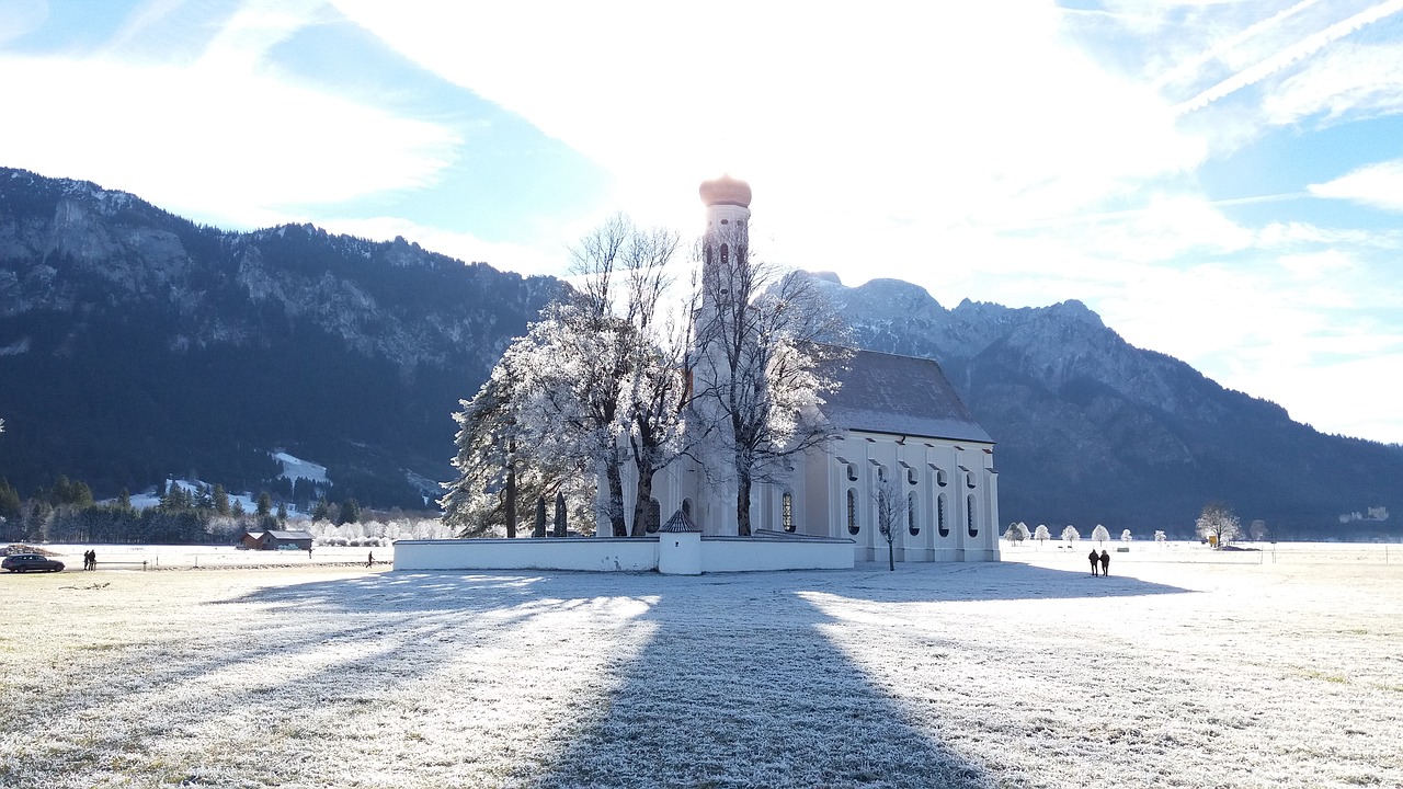 church mountains landscape free photo