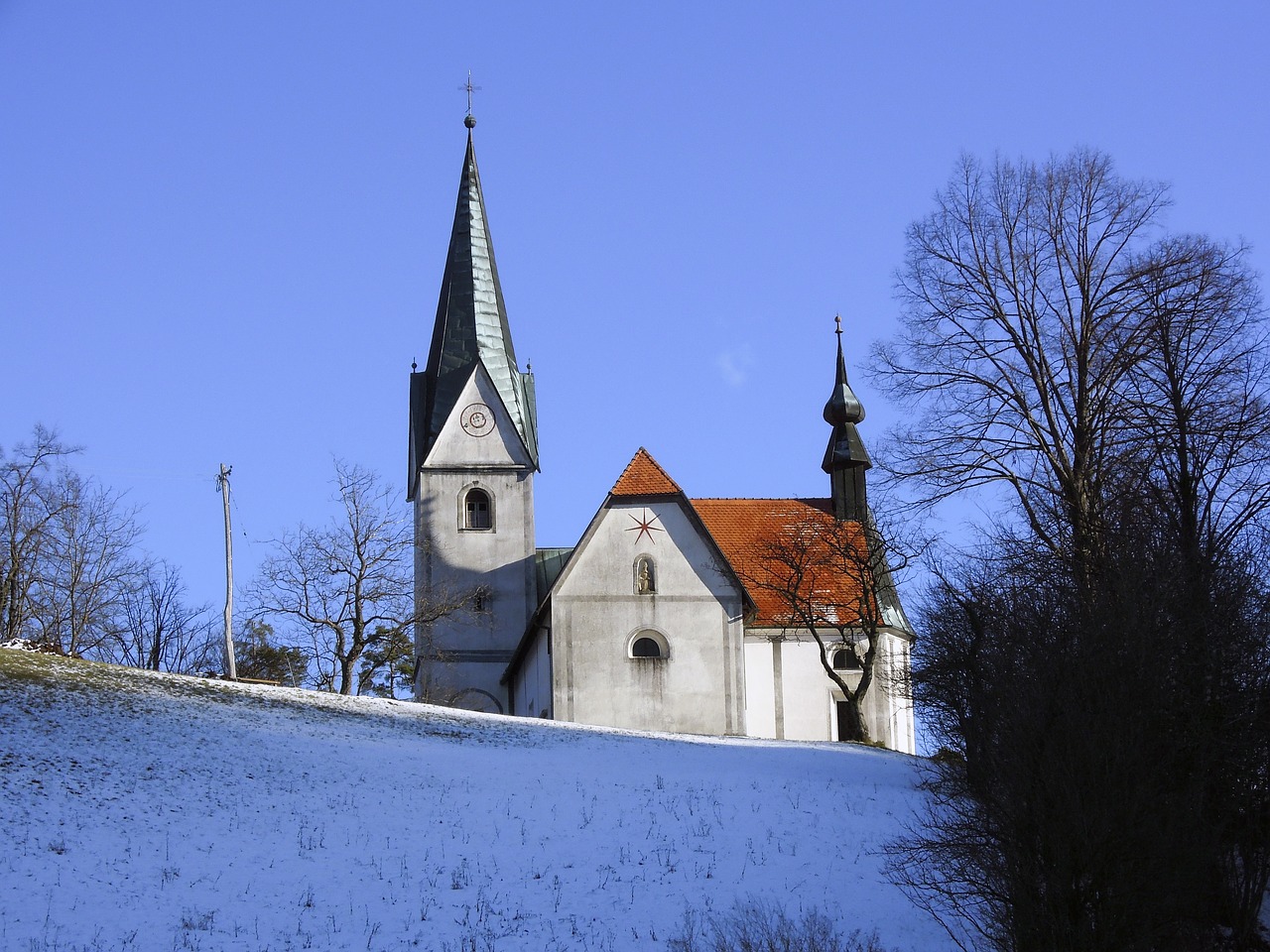 church snow winter free photo