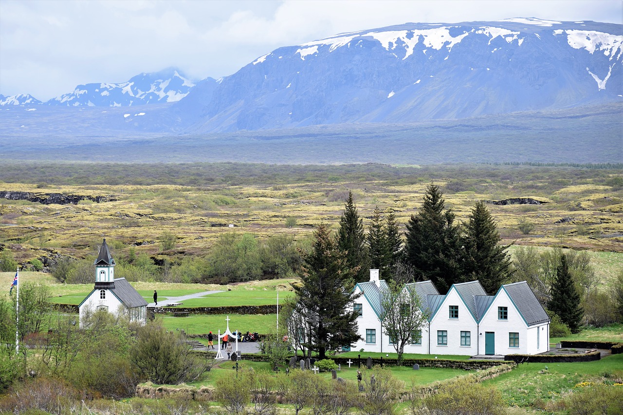 church landscape mountains free photo