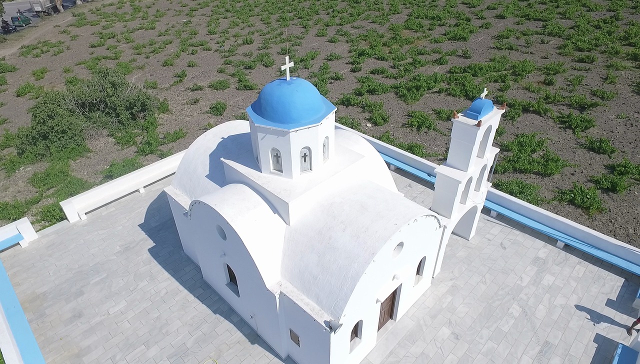 church aerial photo santorini free photo