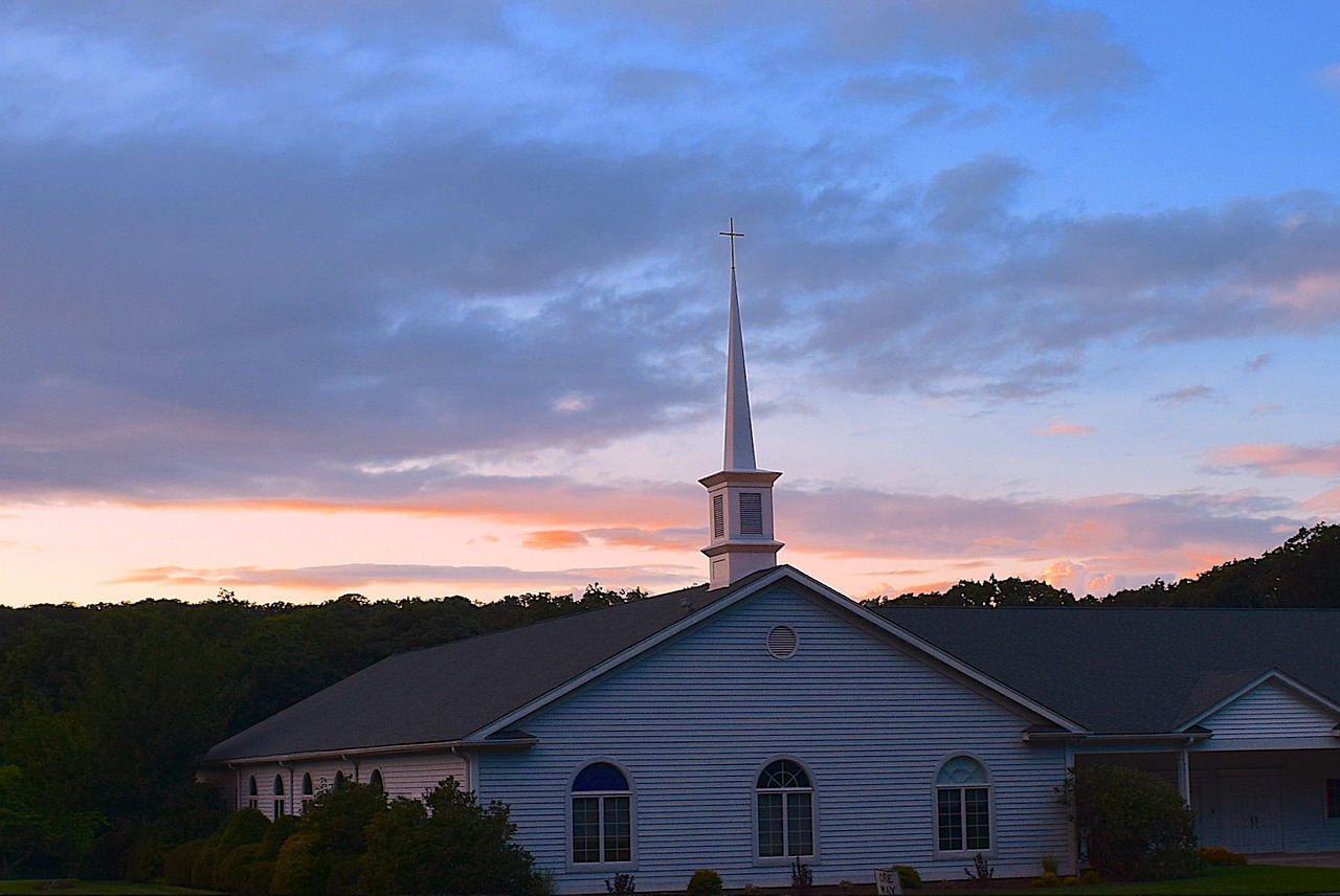 church sunset sky free photo