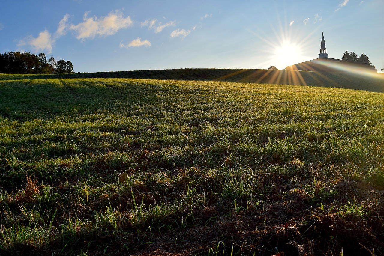 church sunrise grass free photo