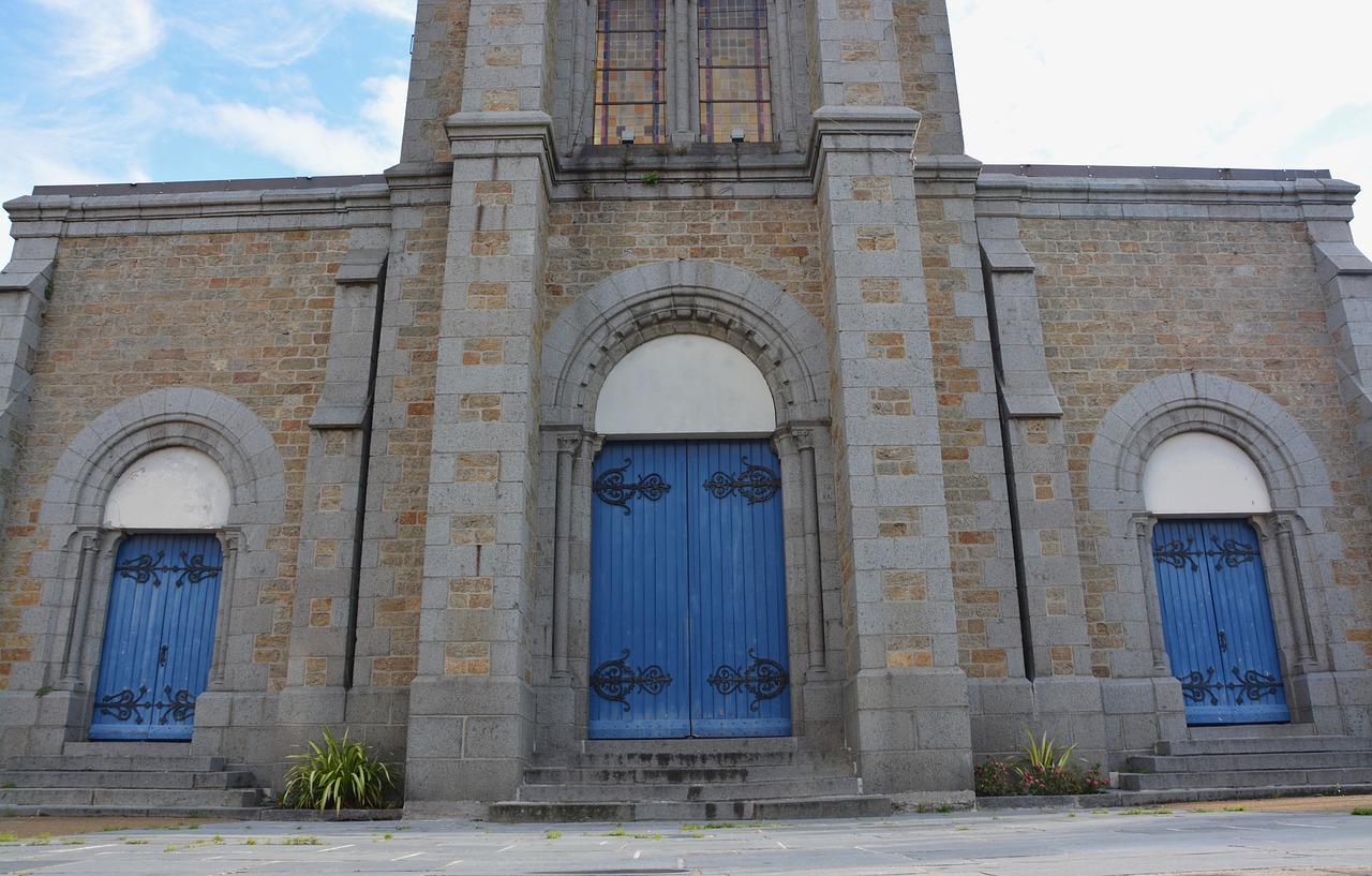 church portal church of rochebonne britain france door blue free photo