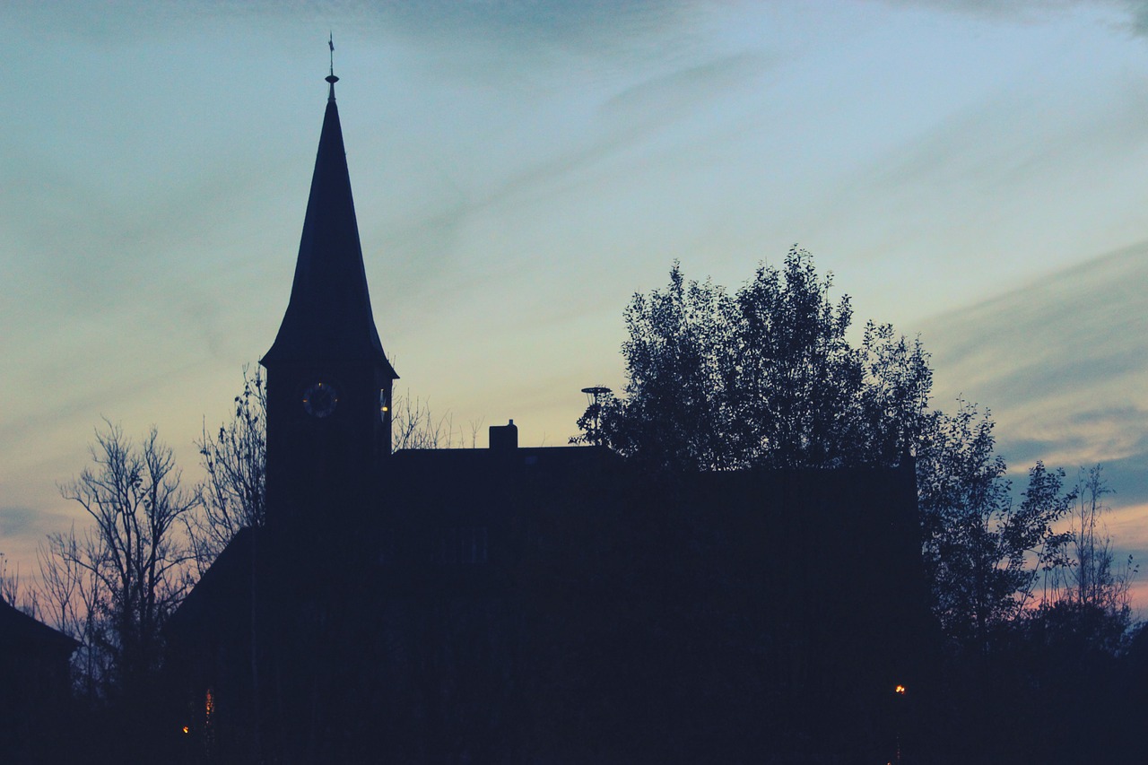 church sunset silhouette free photo