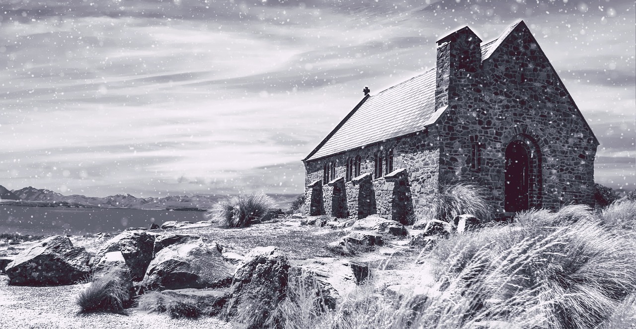 church winter landscape free photo