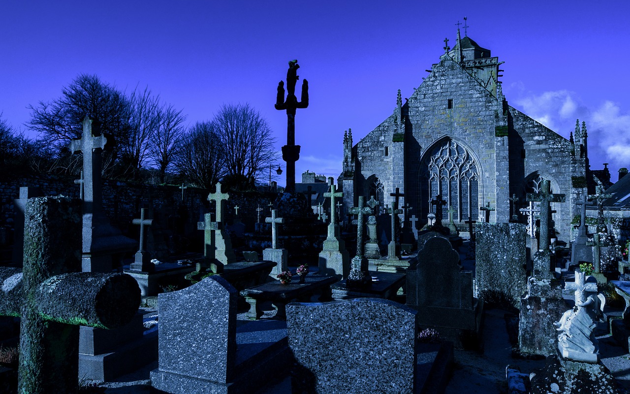 church cemetery night free photo