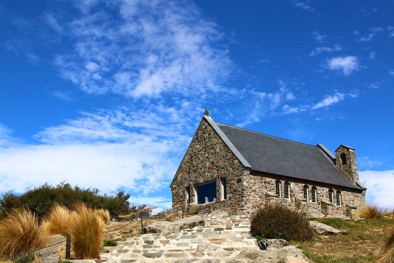 church  blue sky  cloud free photo