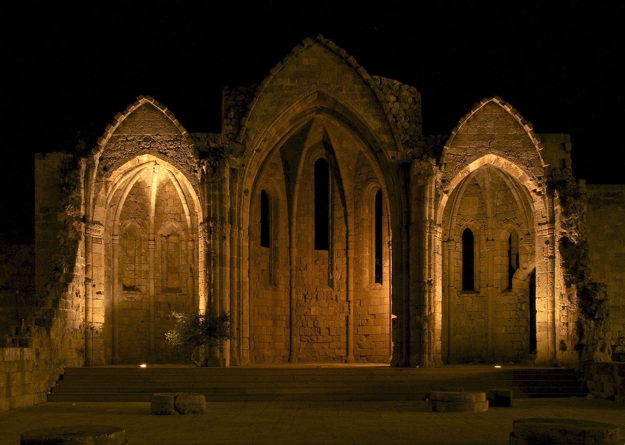church ruins night free photo