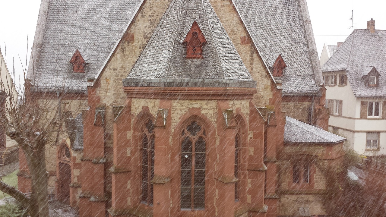 church snow winter free photo