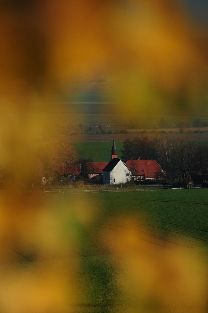 church in the autumn free photo