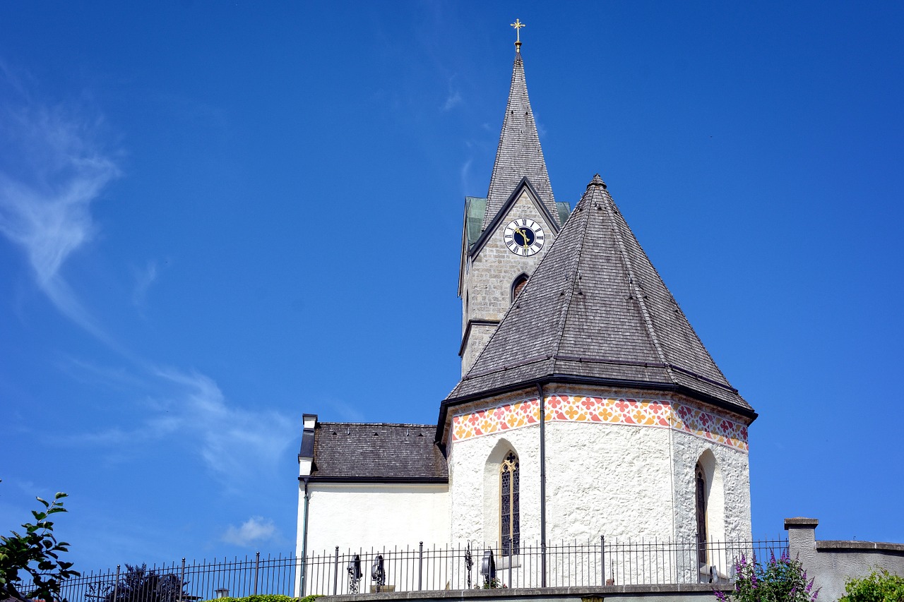 church sky blue free photo