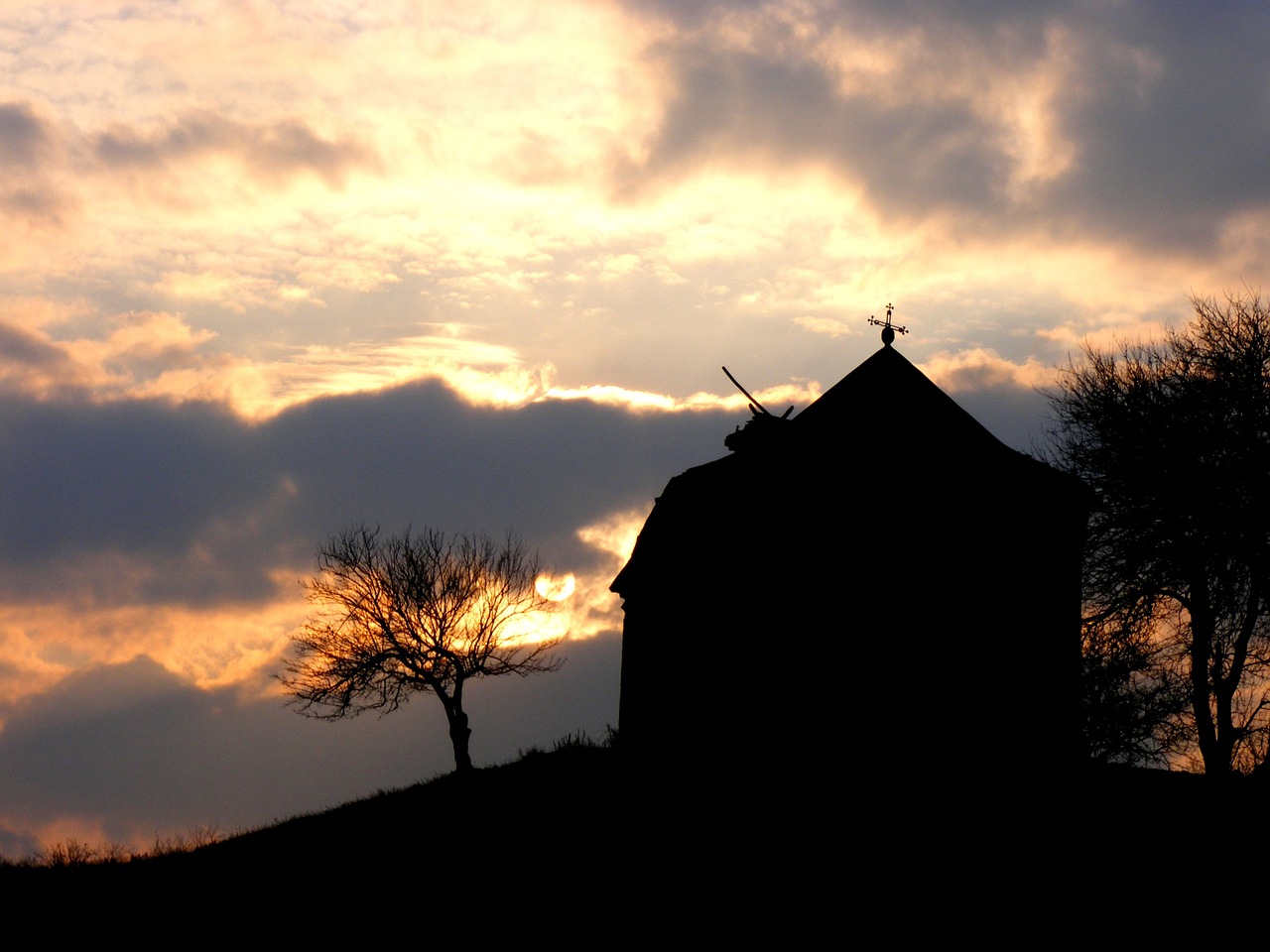 church sunset shadow free photo