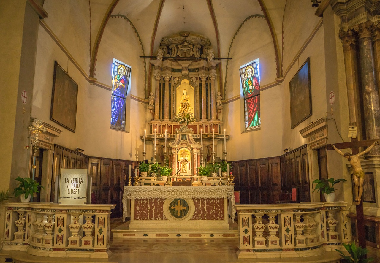 church altar stained glass free photo