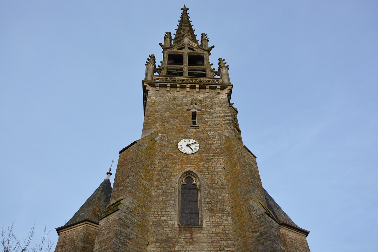 church acigné bell tower brittany free photo