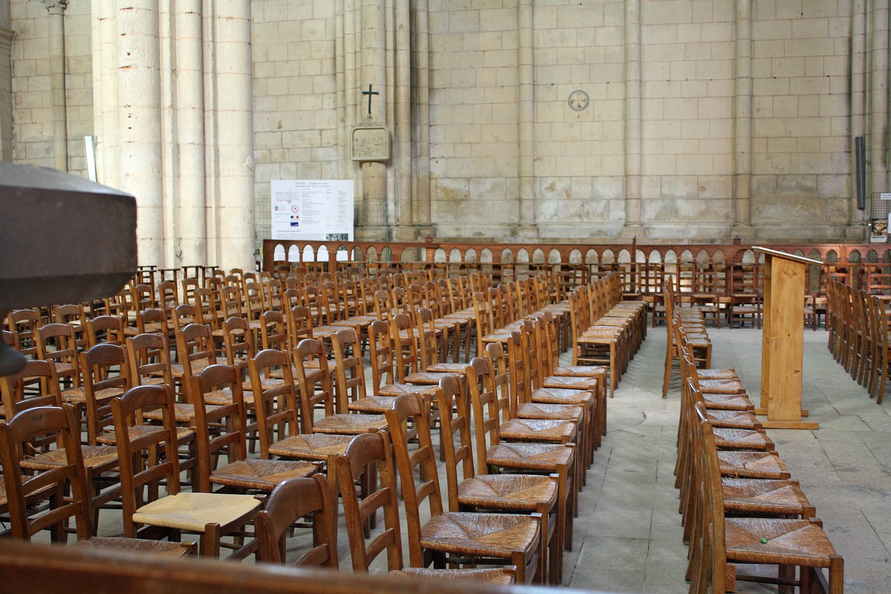 church chairs wooden chairs rows of chairs free photo