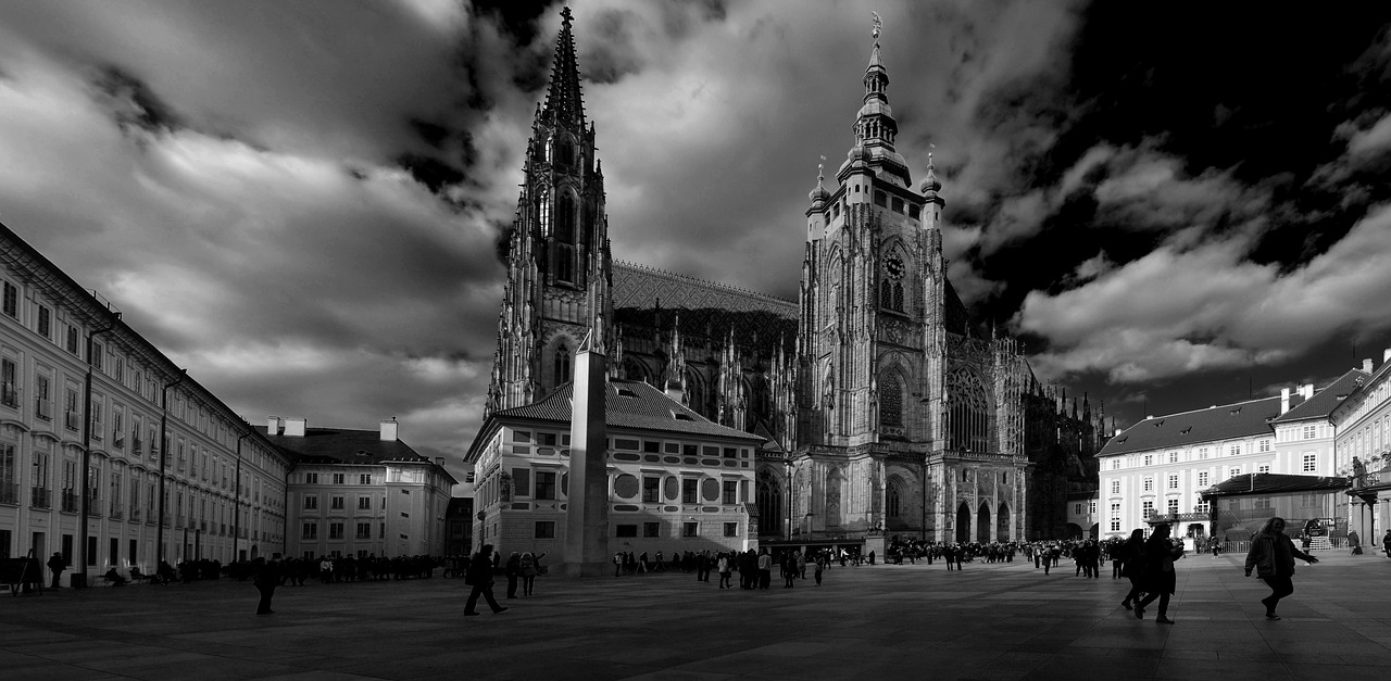 church of st vitus black and white monument free photo