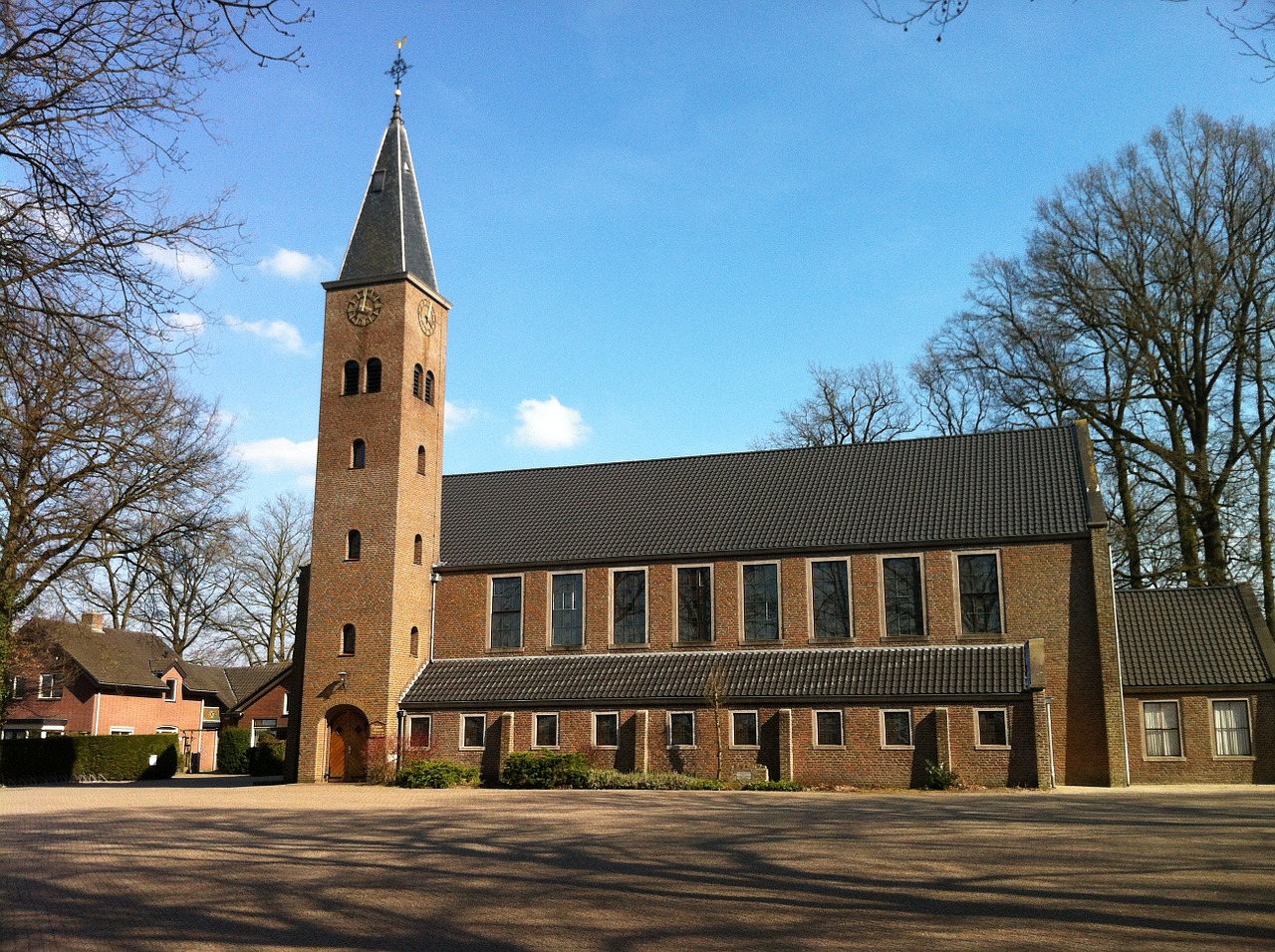 church tower church square village church free photo