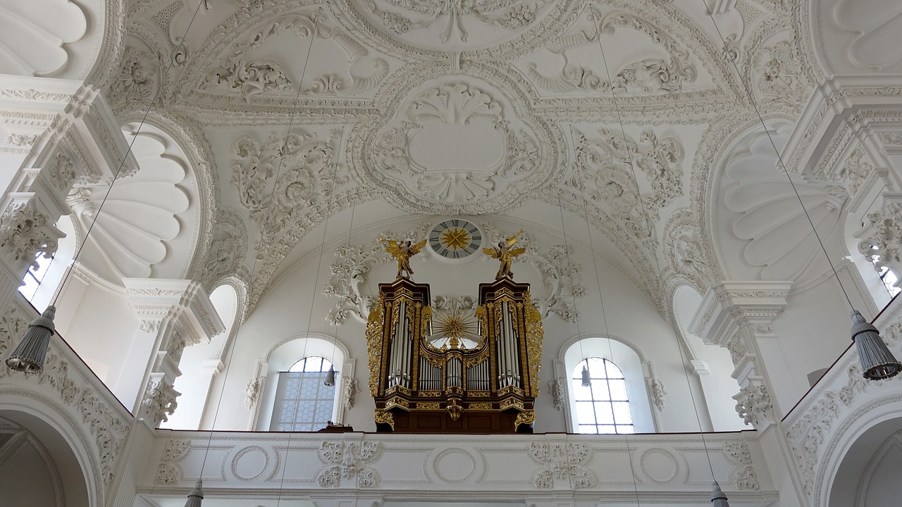 churches ceiling stucco organ free photo
