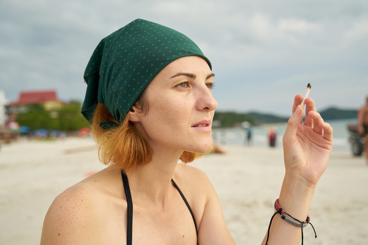 cigarette women's beach free photo