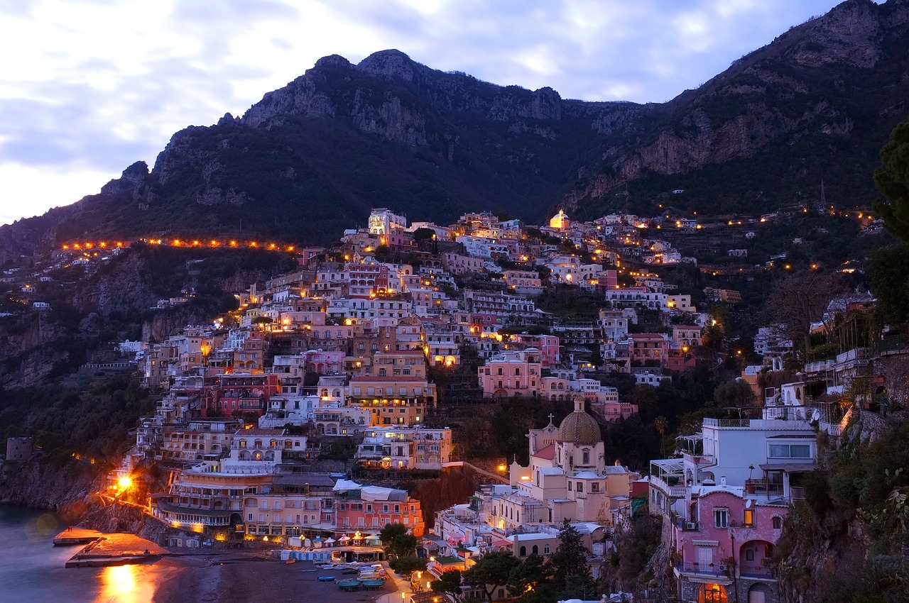 cinque terre village night free photo