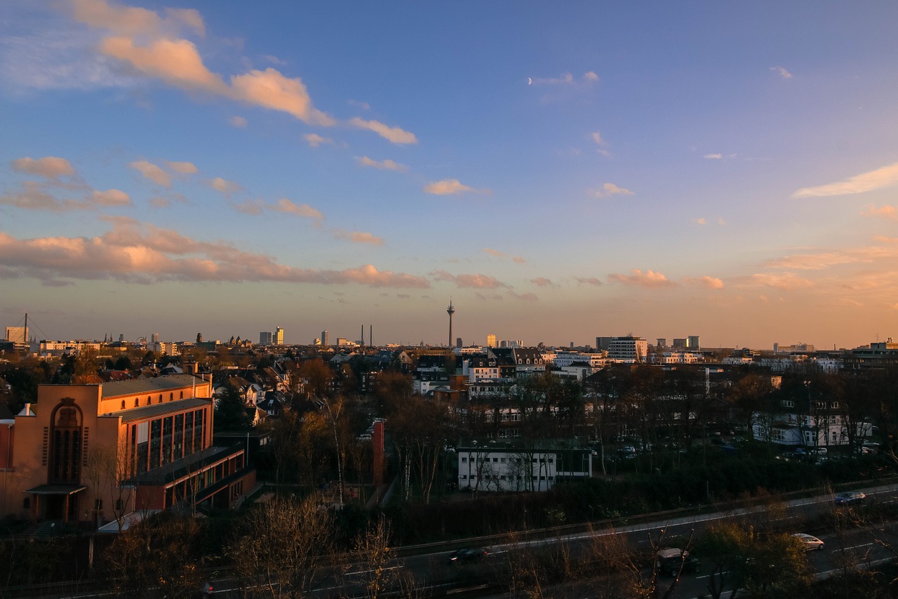 city sunset düsseldorf free photo